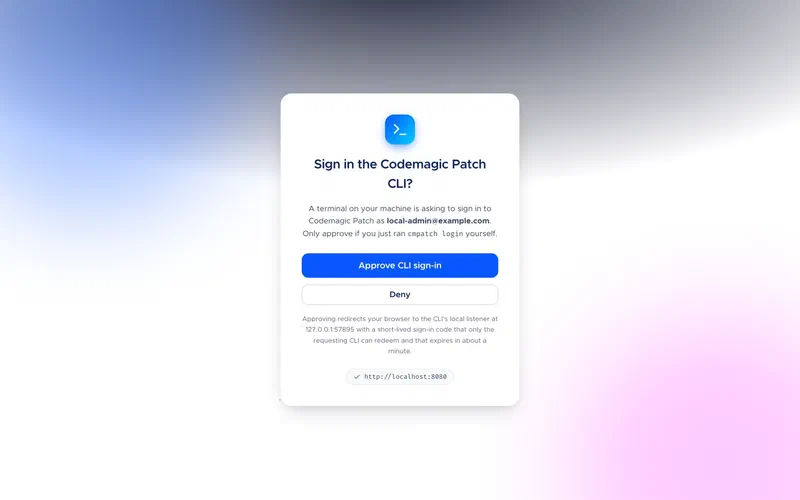 The dashboard asking whether to approve a CLI sign-in
